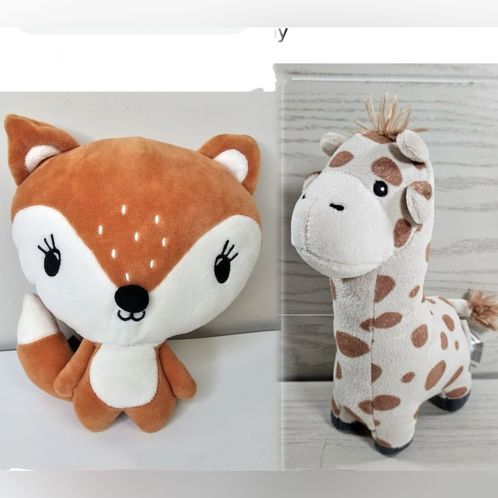 Plush Giraffe and Fox Toy Set